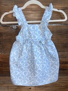 Light Blue Guess Kids Ruffle Strap Dress